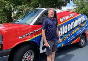 Photo of Jerry and his carpet cleaning van, your carpet cleaning expert. Bloomington Carpet & Upholstery Cleaning. Professional Carpet Cleaners near me. Carpet Cleaning Services in Bloomington, MN